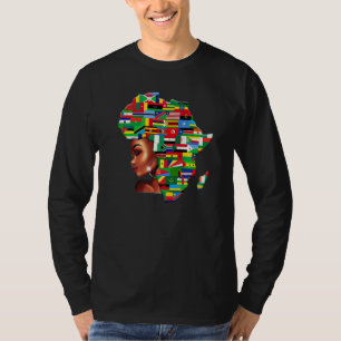 African Black Queen Countries Of Africa Map Flag B T-Shirt