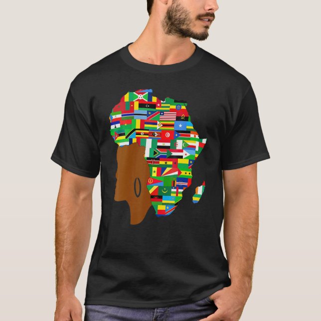 African Black Queen Map Of Africa Black History T-Shirt (Front)