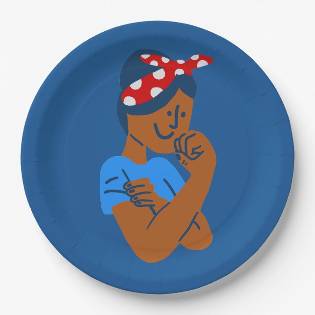 african black rosie the riveter rockabilly retro  paper plates (Front)