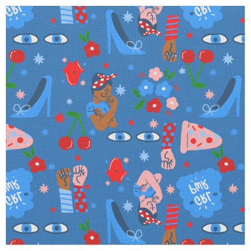 african black rosie the riveter rockabilly whimsy fabric