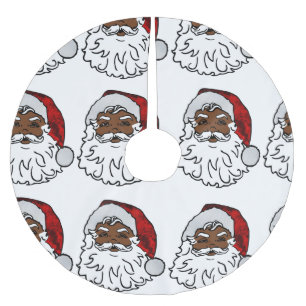 african black santa christmas brushed polyester tree skirt