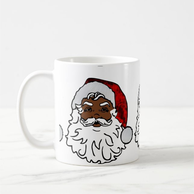 african black santa christmas coffee mug (Left)