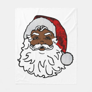 african black santa christmas fleece blanket