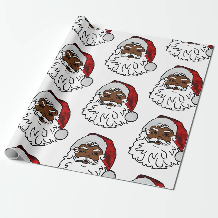 Black Santa Christmas Wrapping Paper 