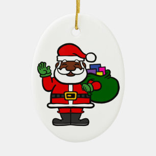 african black santa claus xmas ceramic ornament