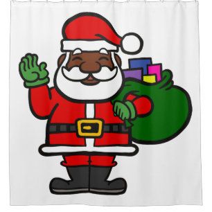 african black santa claus xmas shower curtain
