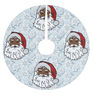 african black santa snowflakes brushed polyester tree skirt