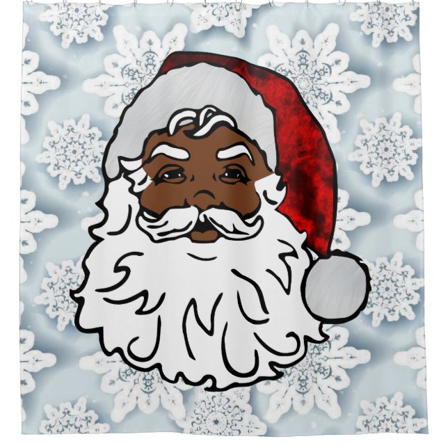 african black santa snowflakes shower curtain (Front)