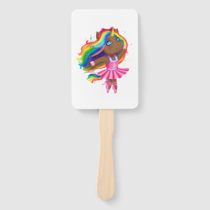 African Black Unicorn Girl Ballerina Dancing Gift Hand Fan