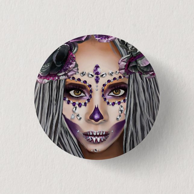 African Black Woman Voodoo Priestsess Fantasy art  Button (Front)