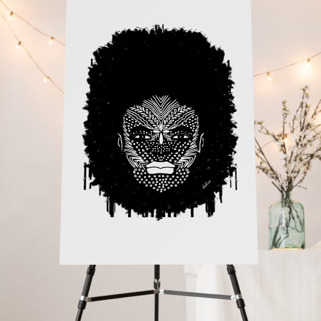 African Black Woman with Face Tribal Markings Art Foam Board (In Situ (Stand))