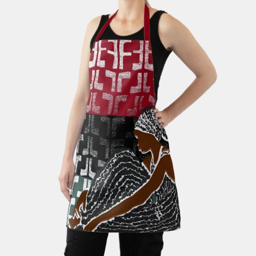 African Black Woman with Heritage Head Wrap  Apron
