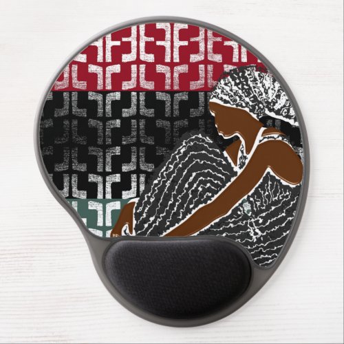 African Black Woman with Heritage Head Wrap  Gel Mouse Pad