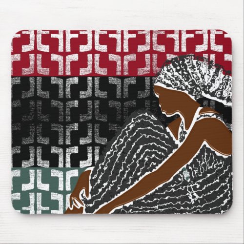 African Black Woman with Heritage Head Wrap  Mouse Pad