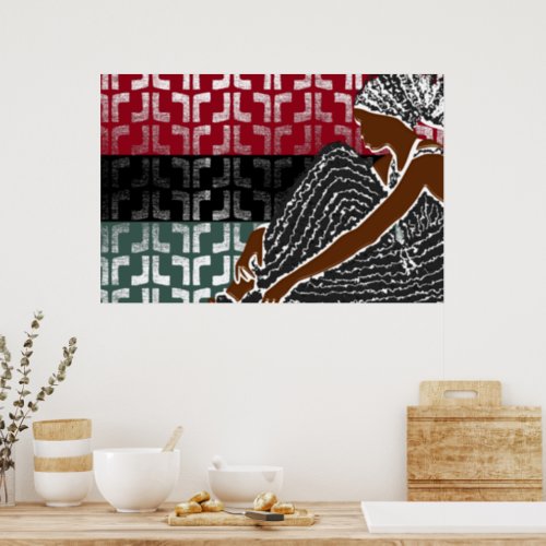 African Black Woman with Heritage Head Wrap  Poster