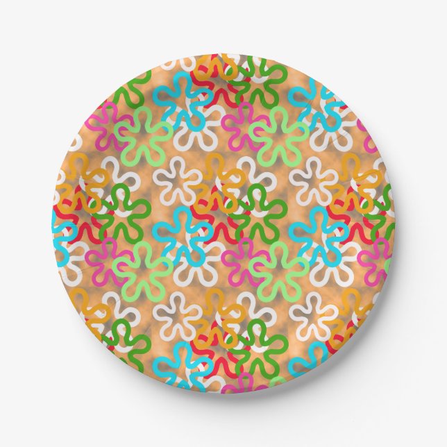  African Blob Shapes Pattern Paper Plates (Front)