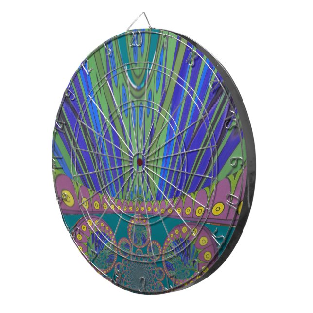 African Blue Purple Decorative Art Design Print Dart Board (Front Right)