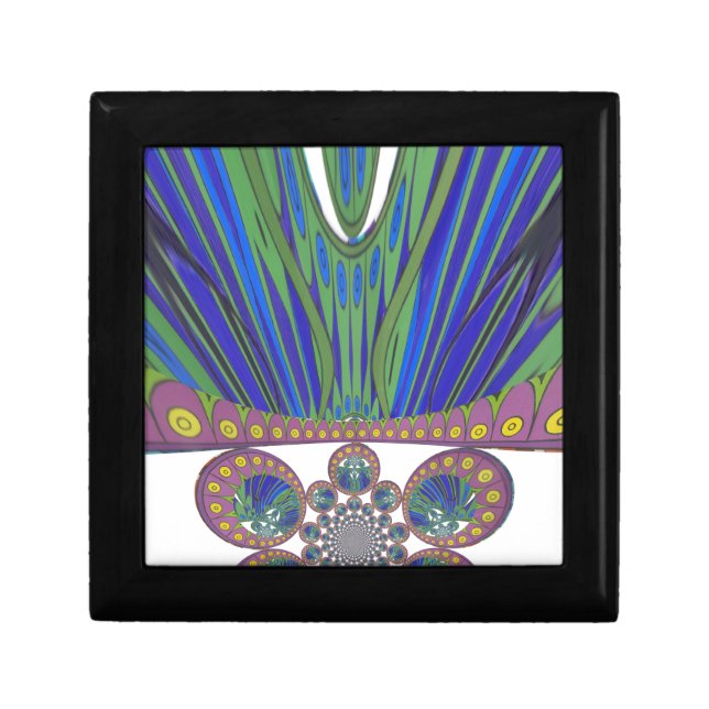 African Blue Purple Decorative Art Design Print Jewelry Box (Front)