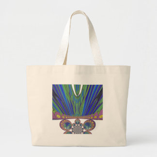 African Blue Purple Decorative Art Design Print Large Tote Bag