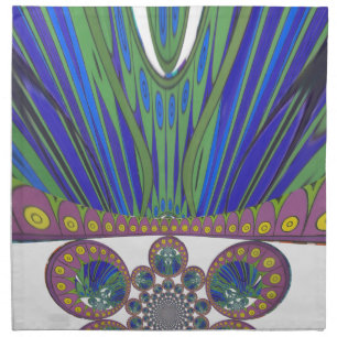 African Blue Purple Decorative Art Design Print Napkin