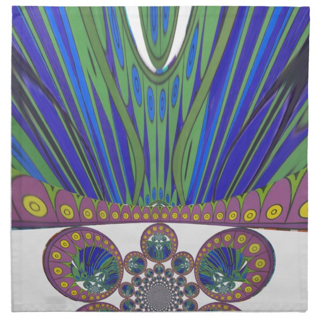 African Blue Purple Decorative Art Design Print Napkin (Front)