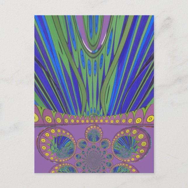 African Blue Purple Decorative Art Design Print Postcard (Front)