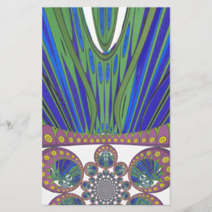African Blue Purple Decorative Art Design Print Stationery