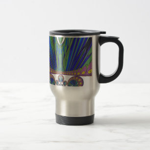 African Blue Purple Decorative Art Design Print Travel Mug