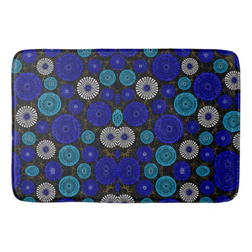 African Blue Solar Burst Geometric Bath Mat