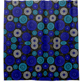 African Blue Solar Burst Geometric Shower Curtain