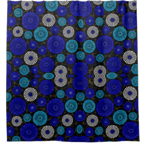 African Blue Solar Burst Geometric Shower Curtain