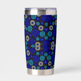 African Blue Solar Burst Geometric Water Bottle Insulated Tumbler
