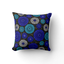 African Blue Solar Burst Throw Pillow