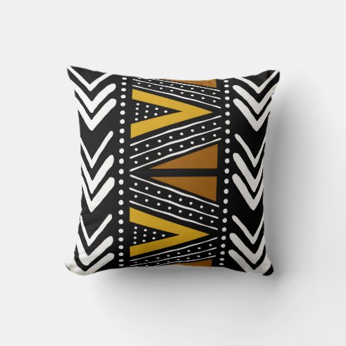 African Bogolan Design Pillow