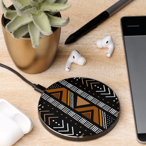 African Bogolan Design Wireless Charger