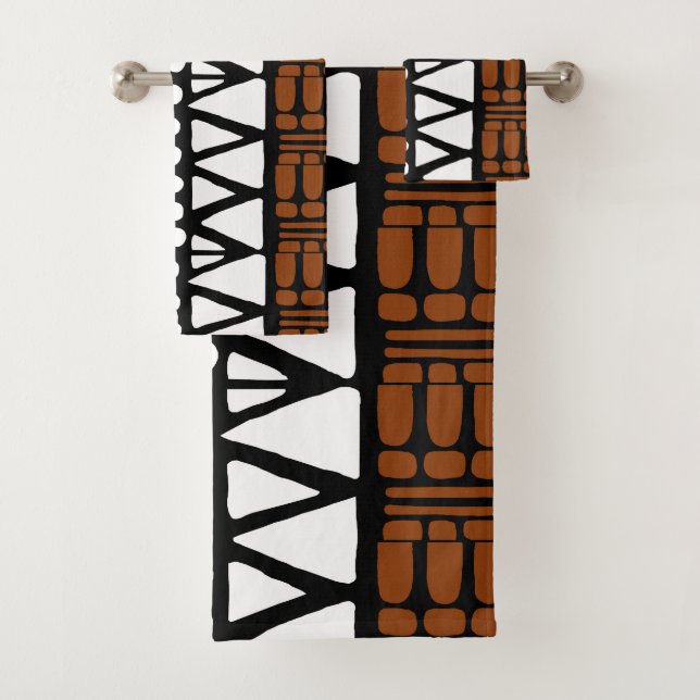 African Bogolan Printed Bath Towel Set (Insitu)