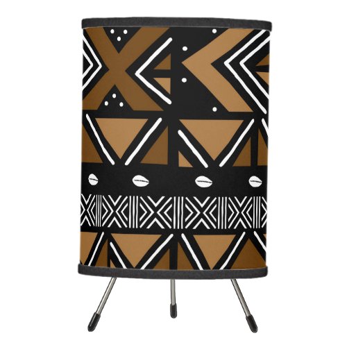 African Bogolan Printed Mud Cloth Tripod Lamp