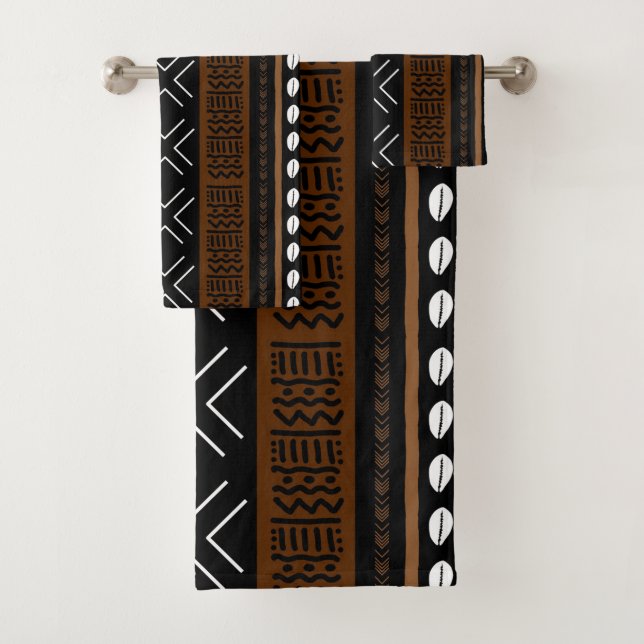 African Bogolan Style Mud Cloth Inspired Towel Set (Insitu)