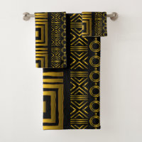 African Bogolan Style Mud Cloth Inspired Towel Set