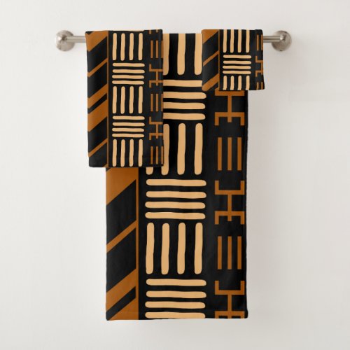 African Bogolan Style Mud Cloth Inspired Towel Set