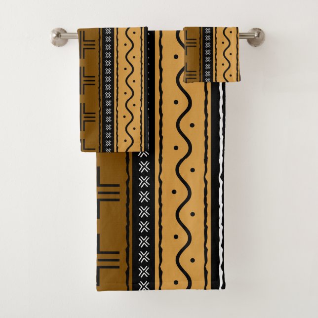 African Bogolan Style Mud Cloth Inspired Towel Set (Insitu)
