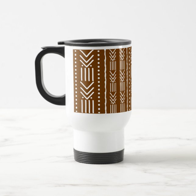 African Bogolan Tribal Design Tumbler Travel Mug (Left)