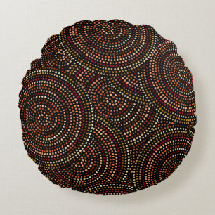 African Boho: Tribal Seamless Art. Round Pillow