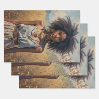 African Boho Woman Wrapping Paper Sheets
