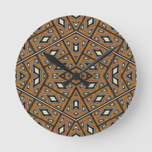 African Bricks Kaleidoscope Round Clock