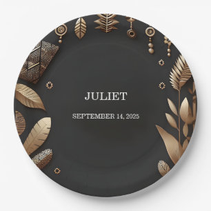 African Brown Traditional Nigeria Bridal Shower Paper Plates