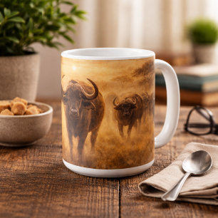 African Buffalo Herd Strength & Unity Wildlife Art Coffee Mug