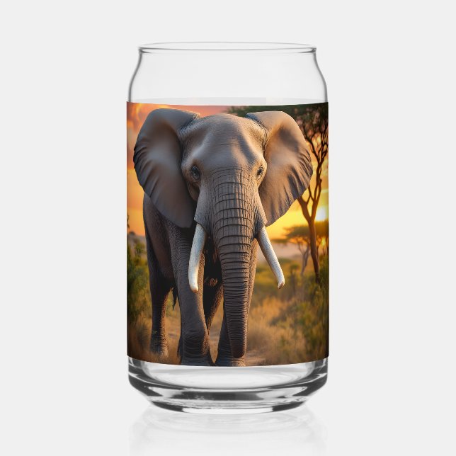 African Bull Elephant Can Glass (Front)