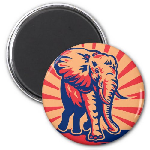 african bull elephant charging attacking retro magnet