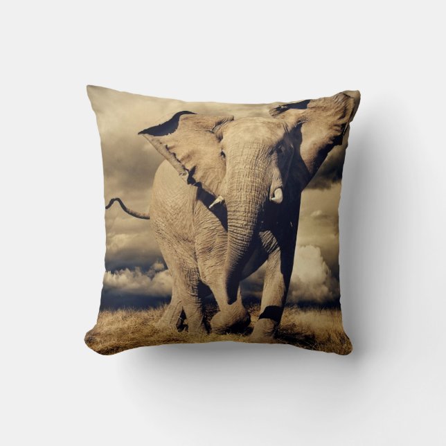 AFRICAN BULL ELEPHANT PILLOW (Front)